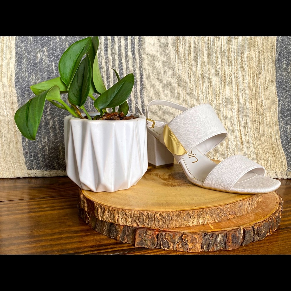 Calvin Klein chunky white sandals/heels